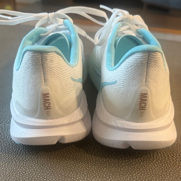 Hoka Mach 6 White and Light Blue Athletic Shoes - Picture 5 of 8